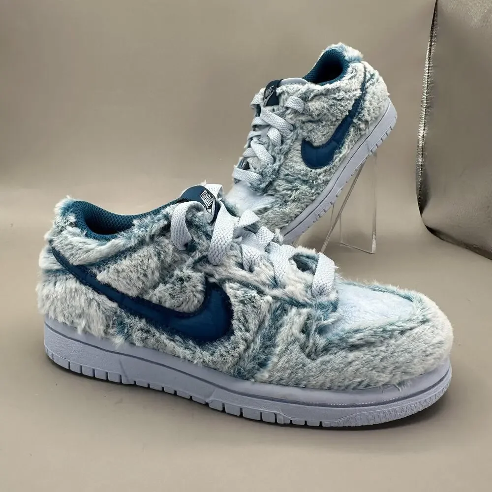 Nike Dunk Low PS 'Abominable Snowman' Shoes Kids Size 11C Blue Fur IM7170-441